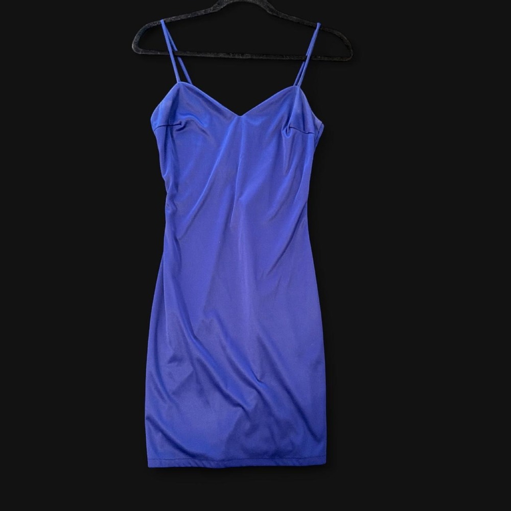 Vintage Midnight Glo lingerie slip/chemise in a vibrant cobalt blue